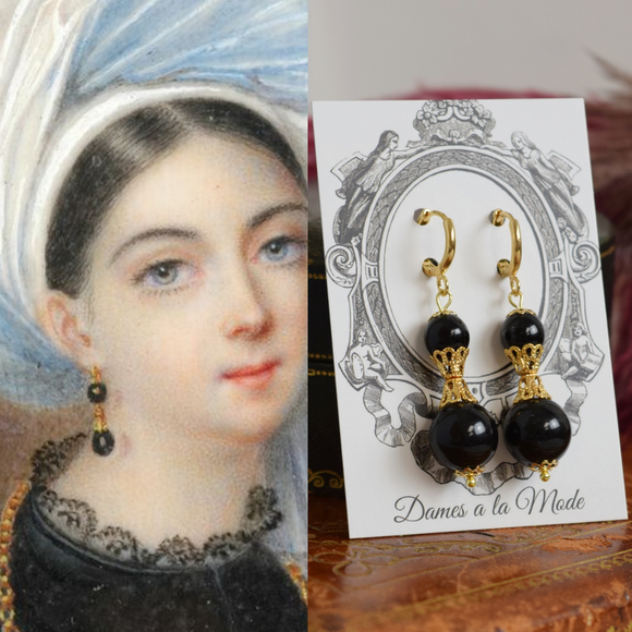 Black and Gold Filigree Earrings