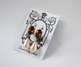 Brown Topaz Crystal and Pearl Earring