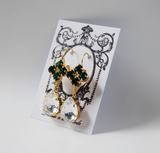 Emerald and Crystal Teardrop Cluster Earrings