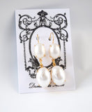 Pearl Earrings - Large Double Oval
