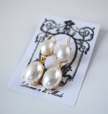 Pearl Earrings - Large Double Oval