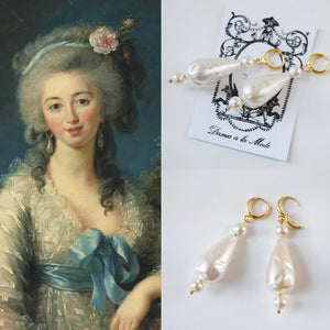 18th Century Large Faux Pearl Dangle Earrings