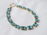 Aquamarine Crystal Collet Necklace | Large Octagon Riviere