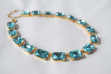 Aquamarine Crystal Collet Necklace | Large Octagon Riviere