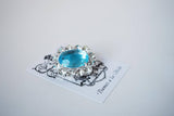 Aquamarine Blue Crystal Cluster Brooch