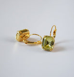 Yellow Crystal Earrings - Small Octagon