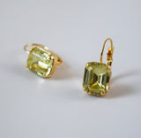Yellow Crystal Earrings - Small Octagon