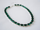 Emerald Green Crystal Collet Necklace - Small Octagon