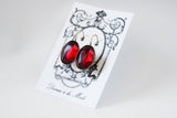 Garnet Crystal Mirror Back Earrings - Large Oval