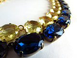 Montana Sapphire Crystal Necklace | Large Oval Navy Riviere