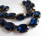 Montana Sapphire Crystal Necklace | Large Oval Navy Riviere