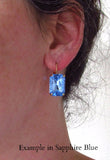 Peacock Blue Crystal Octagon Earrings - Large Octagon