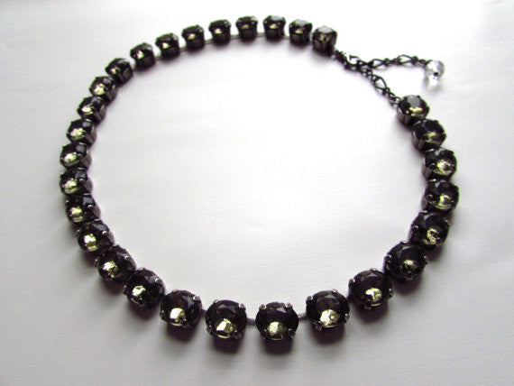 Gunmetal Grey Riviere Necklace - Small Oval