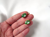 Peridot Green Crystal Earrings - Medium Oval