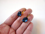 Medium Navy Blue Montana Sapphire Crystal Earrings