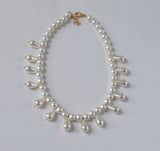 Pearl Dangle Necklace with Teardrops