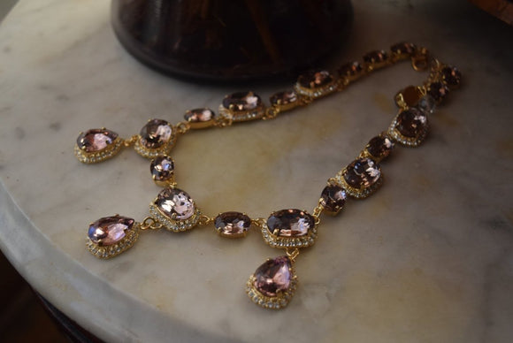 Light Amethyst Halo Riviere Necklace