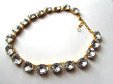 Diamond Crystal Collet Necklace,  Clear Crystal Riviere Necklace - Large Oval