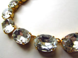 Diamond Crystal Collet Necklace,  Clear Crystal Riviere Necklace - Large Oval