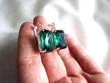 Emerald Crystal Earrings - Large Octagon