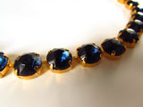 Navy Blue Crystal Riviere Necklace - Montana Sapphire - Small Round