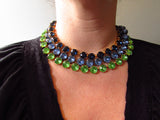 Navy Blue Crystal Riviere Necklace - Montana Sapphire - Small Round