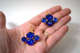 Reproduction 18th Century Georgian Paste Earrings, Sapphire Blue 18th Century Earrings