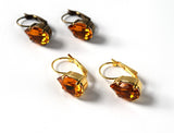 Orange Topaz Crystal Teardrop Earrings | Vintage Swarovski Crystal Earrings